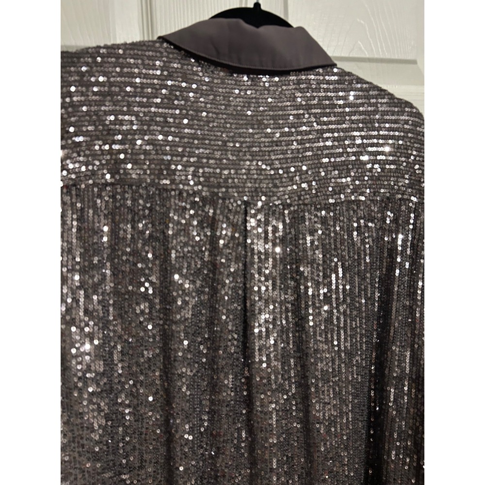Torrid Size 2 Madison Sequins‎ Button Front Shirt Long Sleeve Blouse Purple - Picture 15 of 15